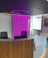 A sleek, covid-safe reception desk